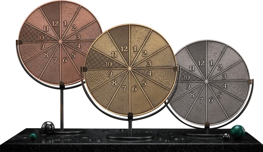 Coin texture and finish samples